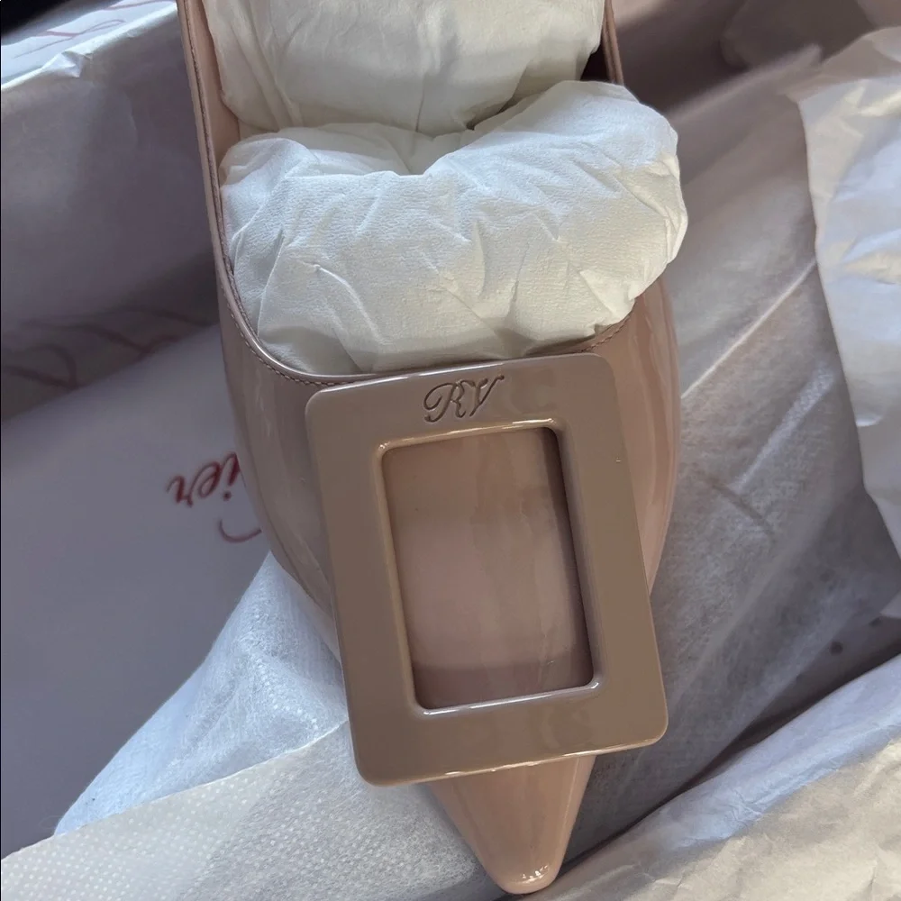 NWT Roger Vivier VIRGULE SLING BAK DEC 55 Shoes in Red Box sz37 - Picture 9 of 16